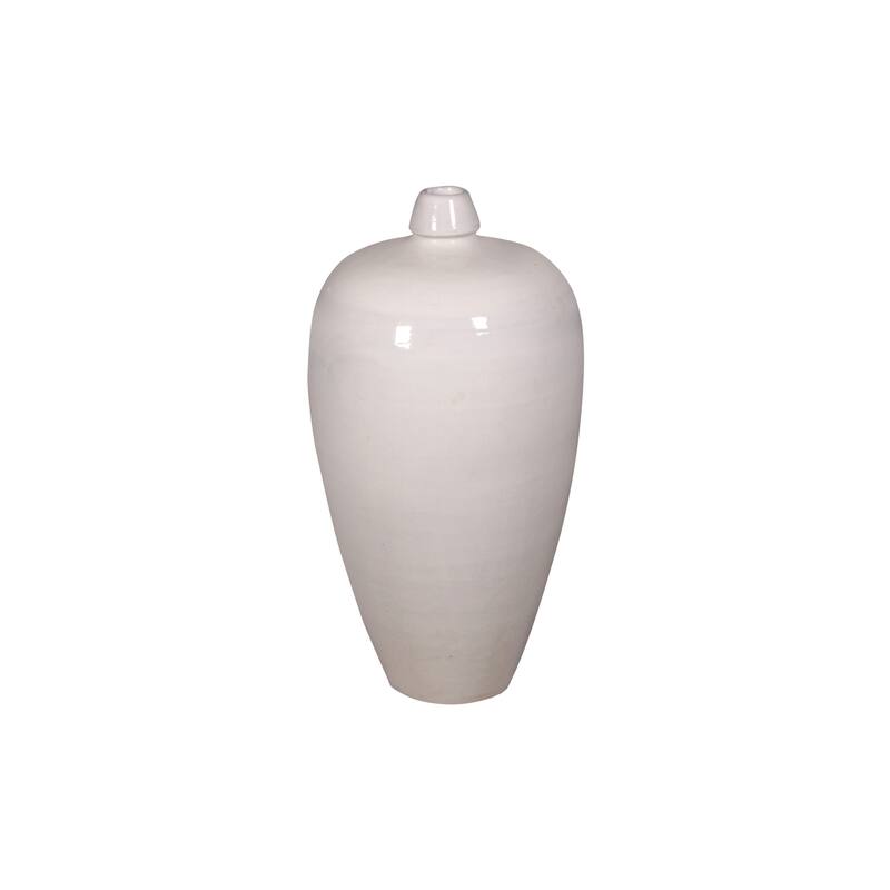 Artissance 17" Vintage White Ceramic Small Opening Plum Vase - White