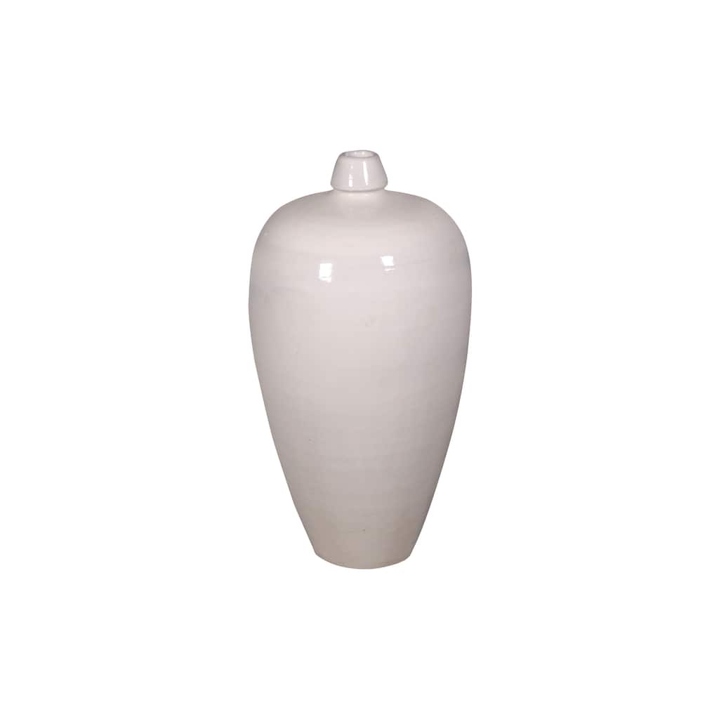 Artissance 17" Vintage White Ceramic Small Opening Plum Vase