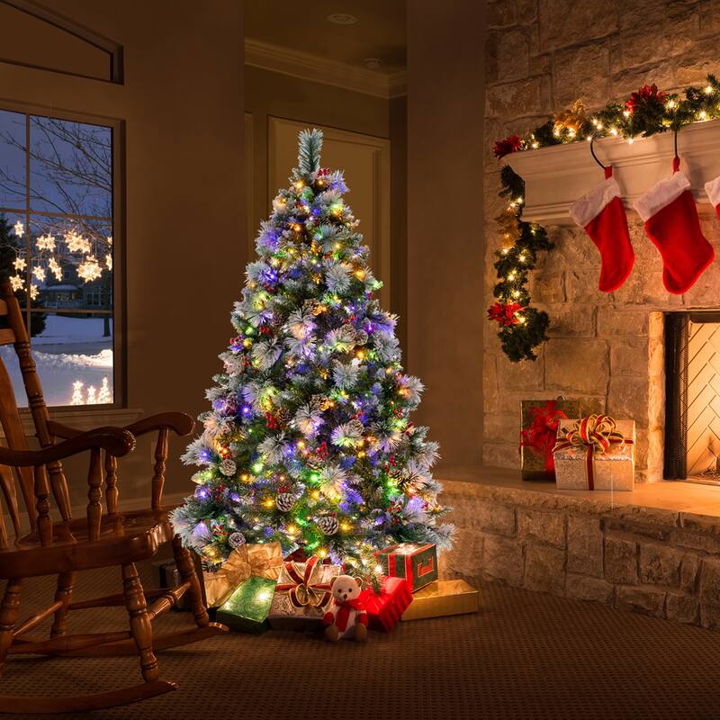 6 FT Pre-Lit Artificial Christmas Tree w/ Pine Needles 350 LED Lights
