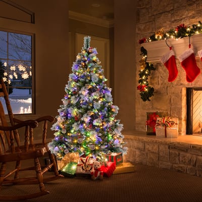 6 FT Pre-Lit Artificial Christmas Tree w/ Pine Needles 350 LED Lights