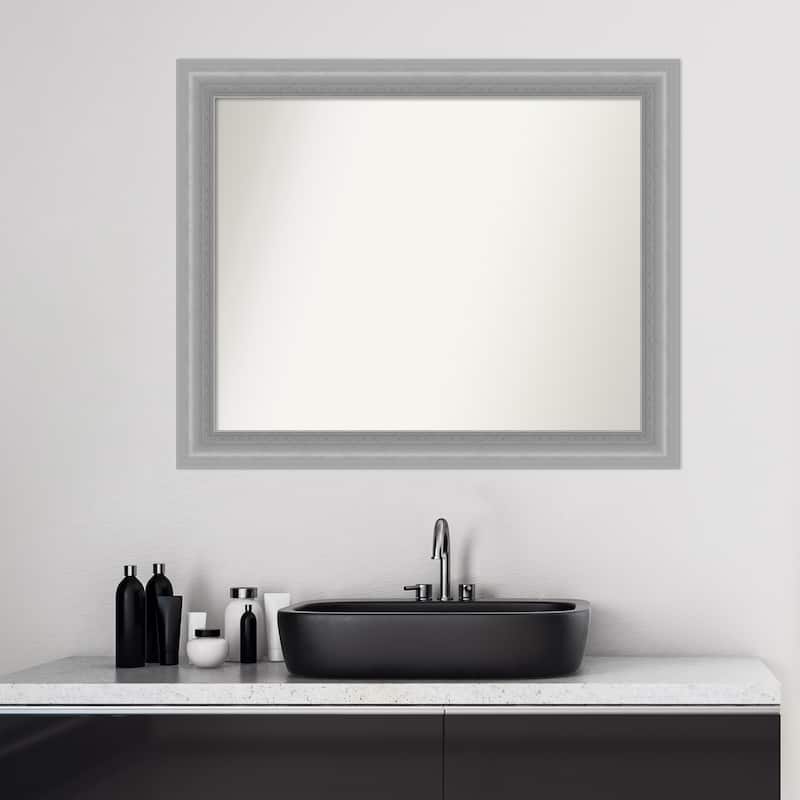 Non-Beveled Bathroom Wall Mirror - Peak Polished Nickel Narrow Frame