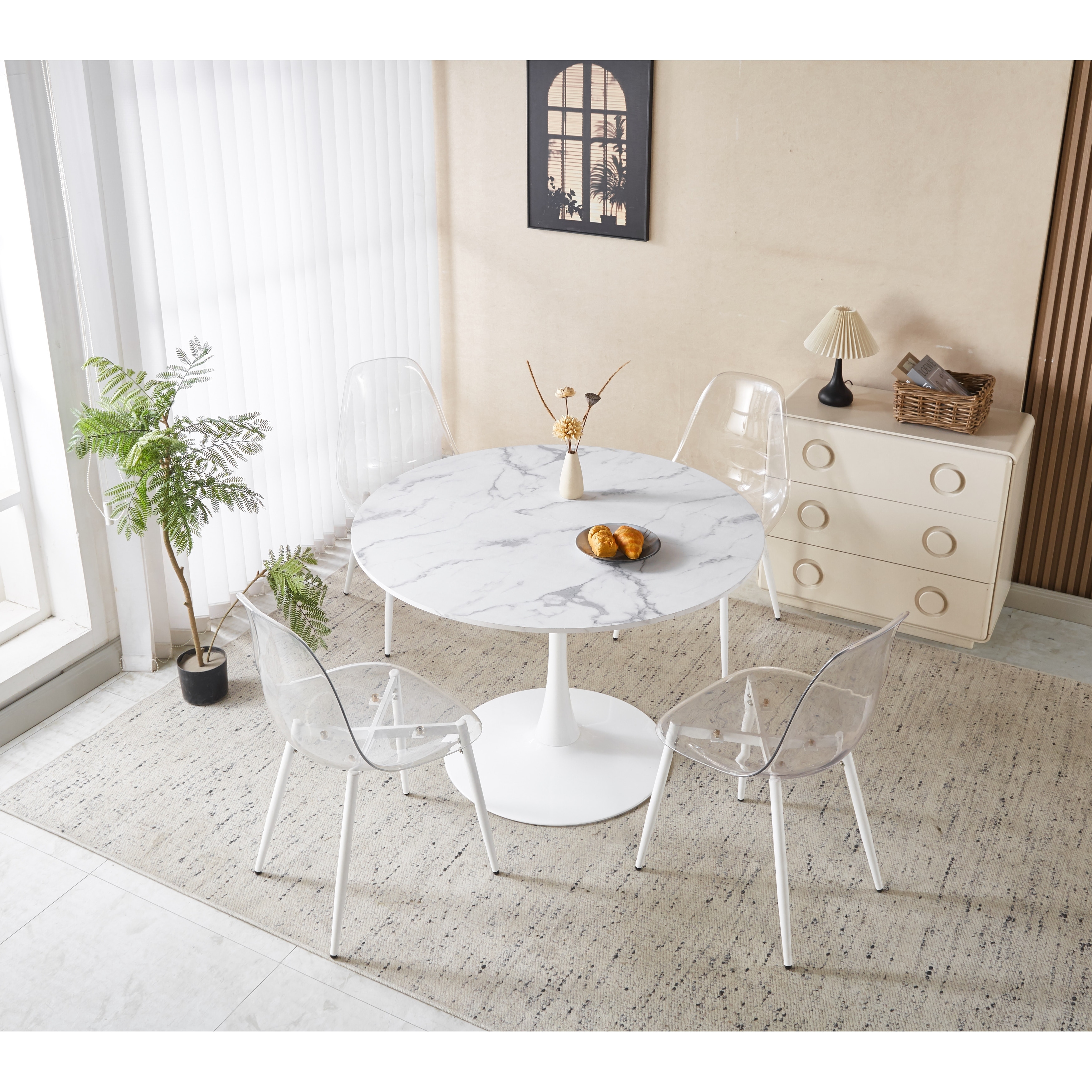 5-Piece Dining Table & Chairs Set with 4 Dining Chairs