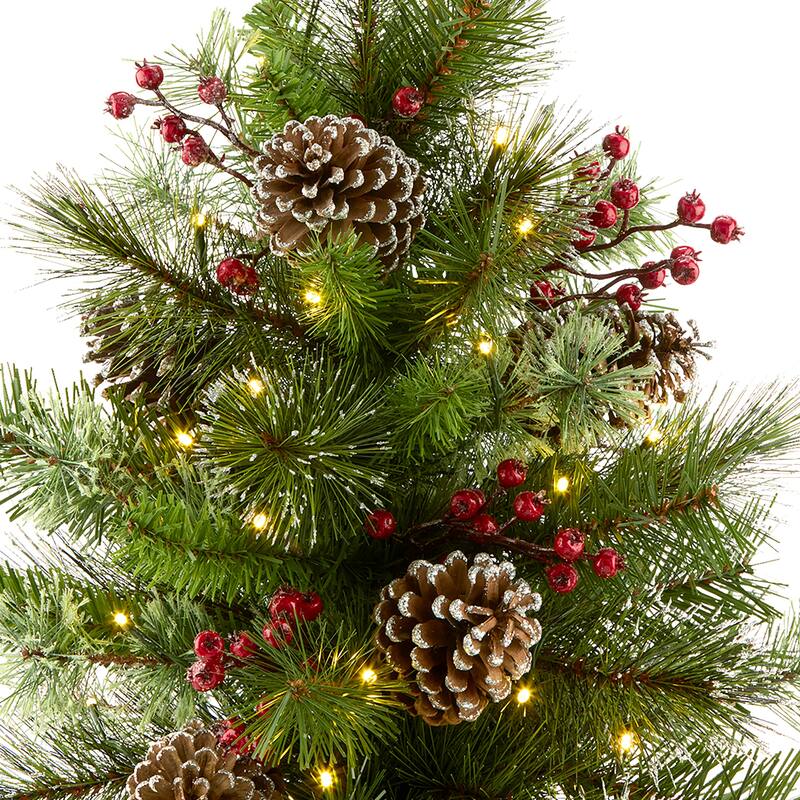 National Tree Company 2 ft. Pre-lit Iced Berry Pine Artificial Christmas Tree with Iced Berries in a Burlap Base