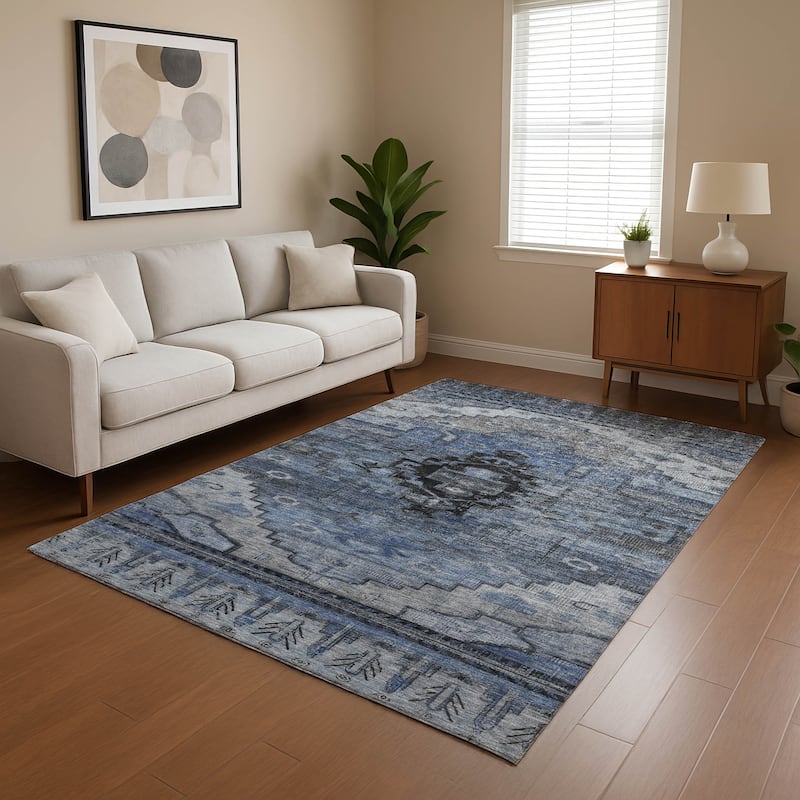 Premium Washable Super Soft Global Traditional Mayfield Rug - Blue - 5' x 7'6"