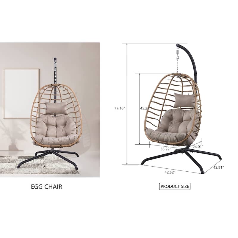 Wicker Outdoor Hanging Egg Swing Chair with Cushion
