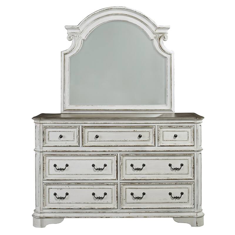 Liberty Furniture Magnolia Manor Upholstered Bed, Dresser & Mirror, Chest, Night Stand -California King, King or Queen