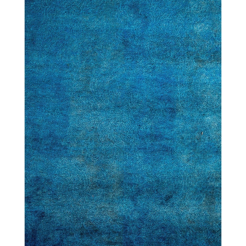 Overton Handknotted Wool Vintage Inspired Contemporary Overdyed Blue Area Rug - 17' 4" x 12' 4"
