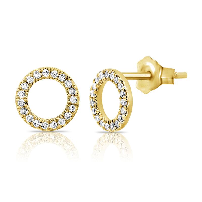 Joelle Collection Open Circle Diamond Stud Earrings 14K Gold - Yellow