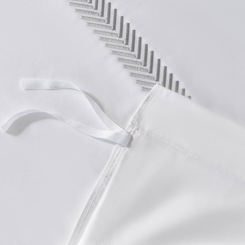 Cotton Sateen 500TC Hotel Stitch Duvet Cover Set, Herringbone Pattern