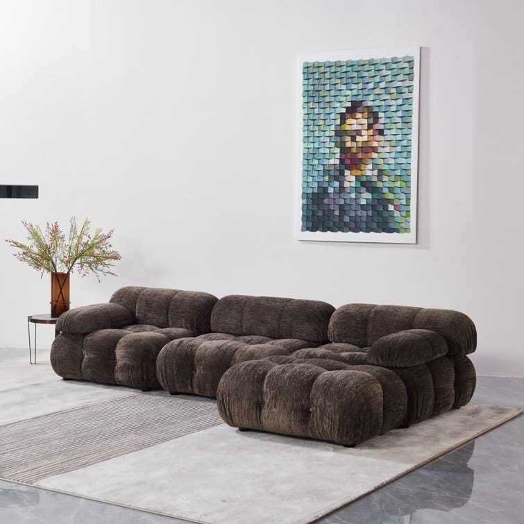Daimion 4 Pieces Upholstered Sectional - Brown Chenille