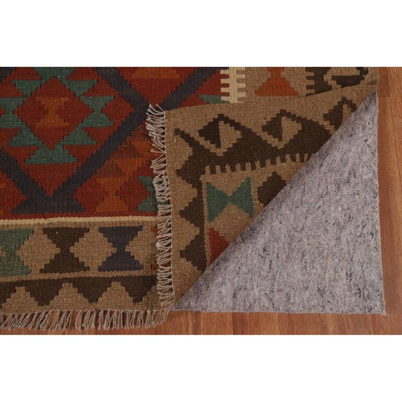Hand Woven Oriental 100% Wool Carpet Southwestern Geometric Multi-Colored Kilim Area Rug - 9' 4'' X 6' 9''