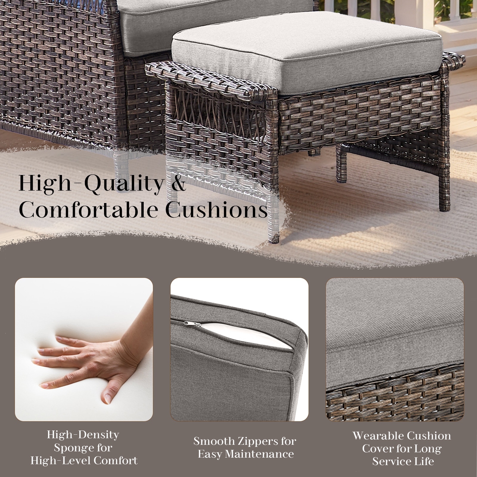 Wicker chair with nesting ottoman online