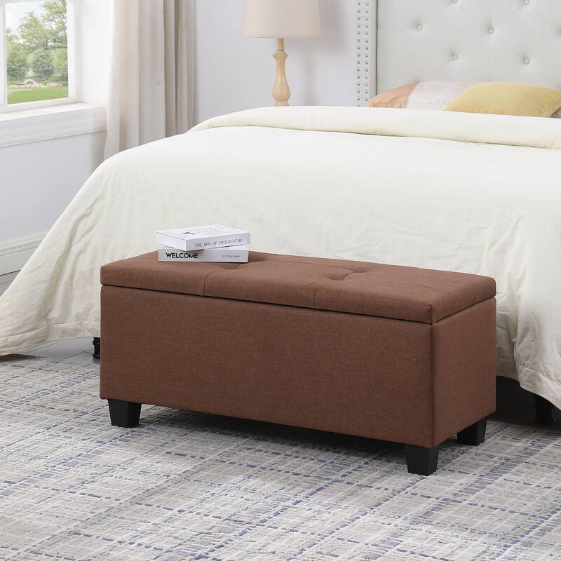Entry Footrest Storage Bench, Lounge Bench End of Bed Bench - Brown