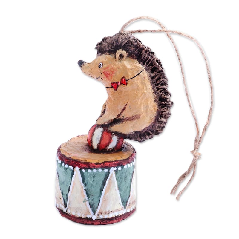 Novica Handmade HedgehogS Spectacle Papier Mache Ornament