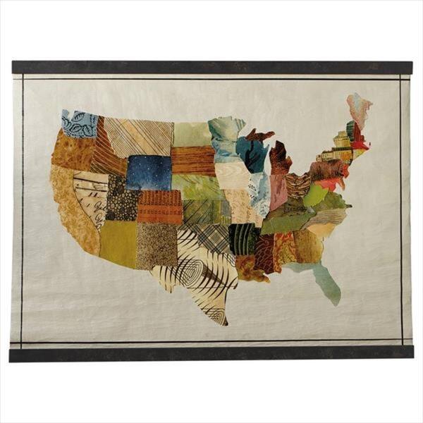 Shop 54 5 Oversized Antique Canvas Pattern Collage Usa Map