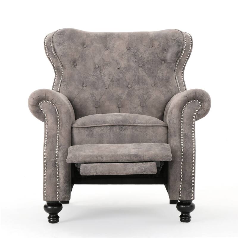 Accented Push Back Recliner Chair with Rolled Arms, Enjoy Cocooning Comfort