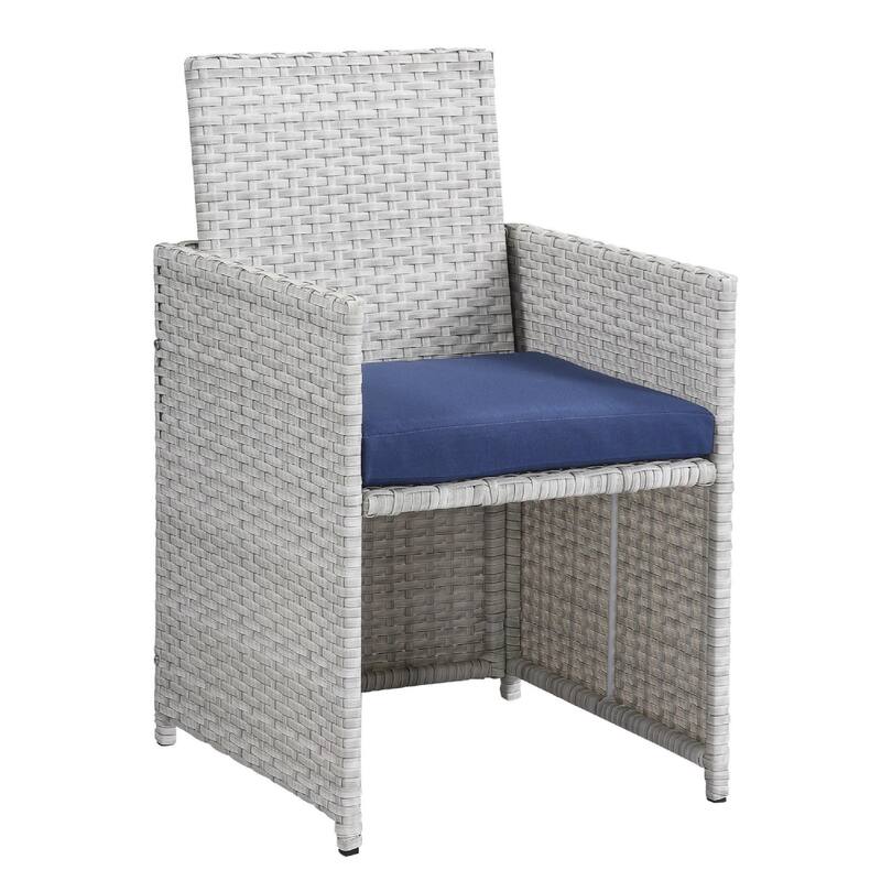 9 Piece Patio Set with Wicker Frame and Ottoman, White