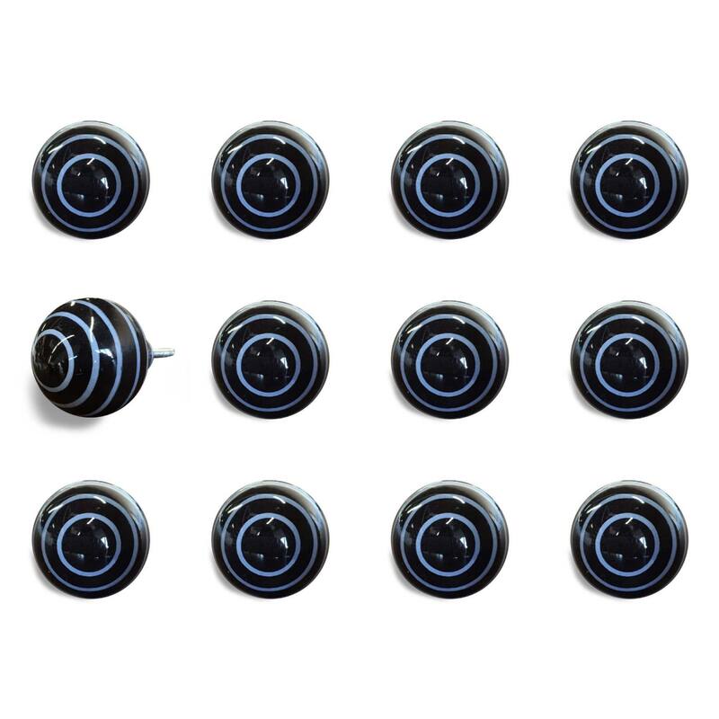 12 Pack Ceramic Drawer Knobs Round Flower Cabinet Pulls for Living Room or Bedroom Decor - 1.5” x 1.5” x 1.5”