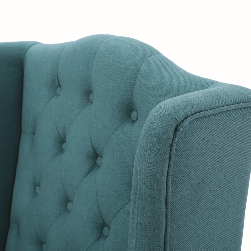 Linen Wingback Chair With Wood Frame