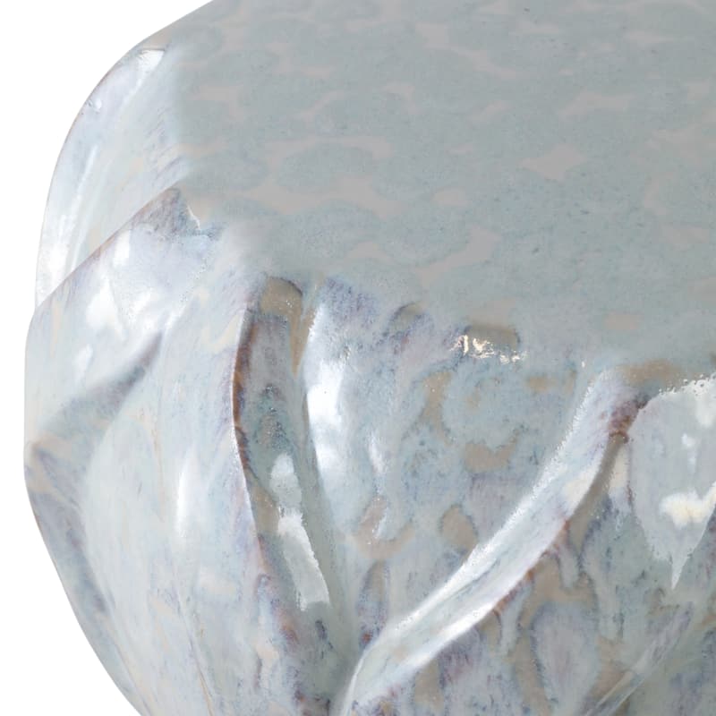 Ceramic Garden Stool Textured Glaze Modern Accent - 18" Ivory