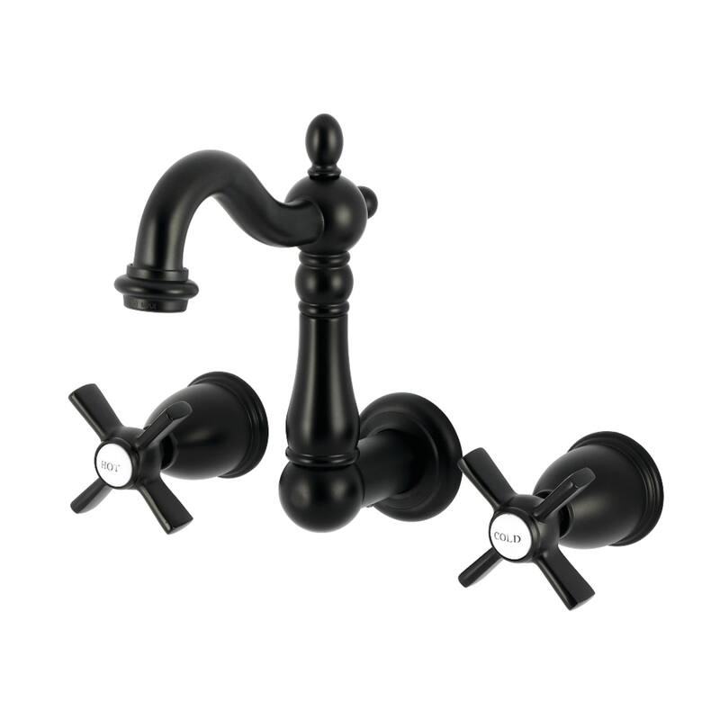 Kingston Brass Millennium Double-Handle Wall Mount Bathroom Faucet - Matte Black