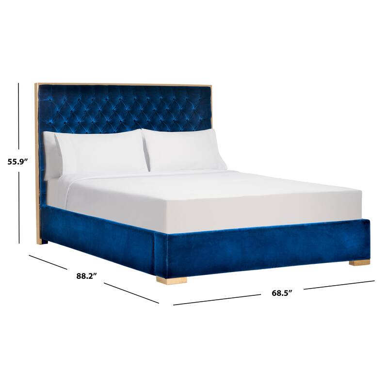 SAFAVIEH Couture Chester Tufted Velvet Queen Bed