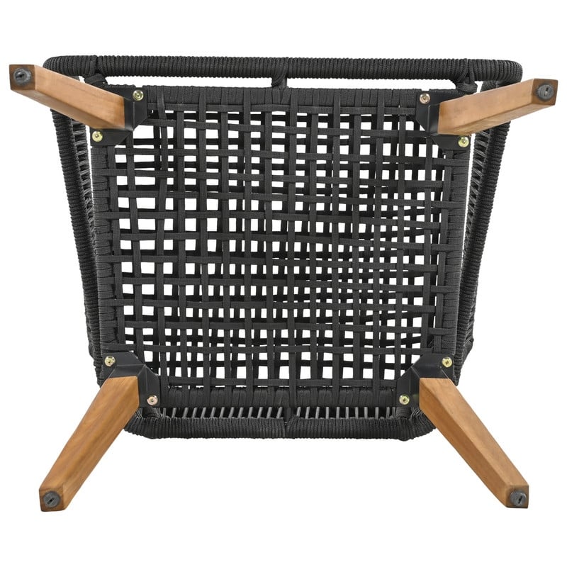 6-Piece Rope Patio Furniture Set with Acacia Wood Cool Bar Table & Deep Seating