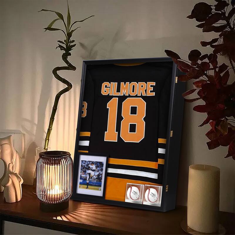 Jersey Frame Display Case, XL Jersey Display Case, with 2 Baseball Case and 1 Photo Frame