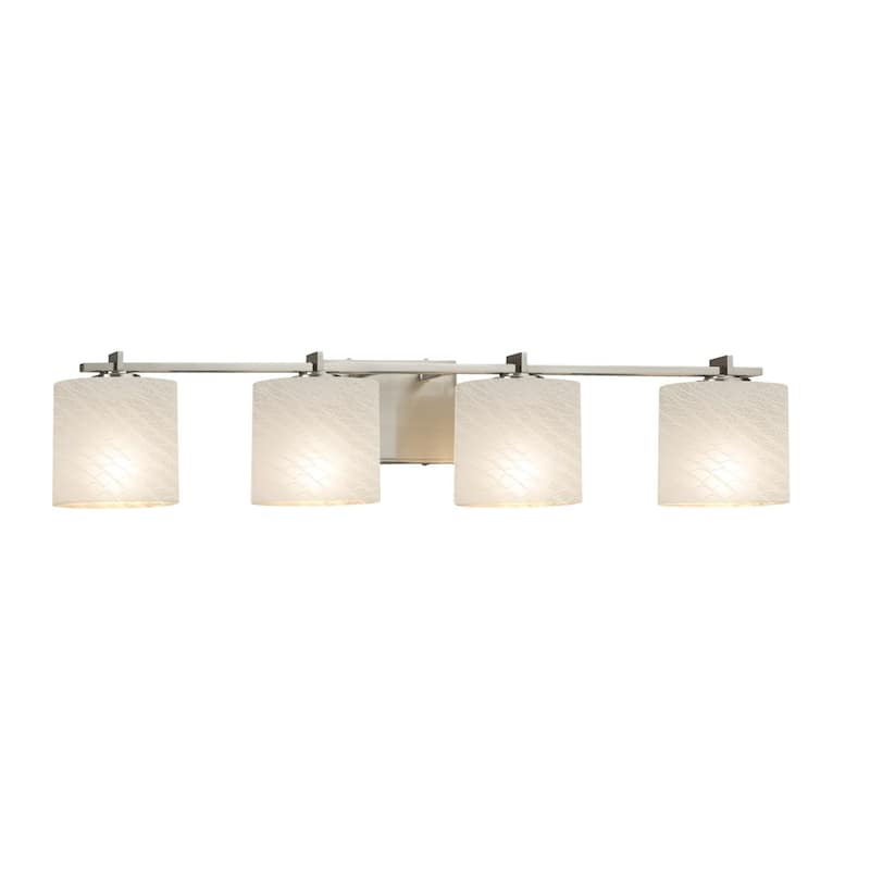 Justice Design Fusion Era 4-light Brushed Nickel Bath Bar, Weave Oval Shade - Silver