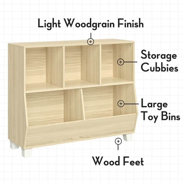 dimension image slide 1 of 2, RiverRidge Home Kids Catch All Multi-Cubby 35in Toy Organizer Light Woodgrain