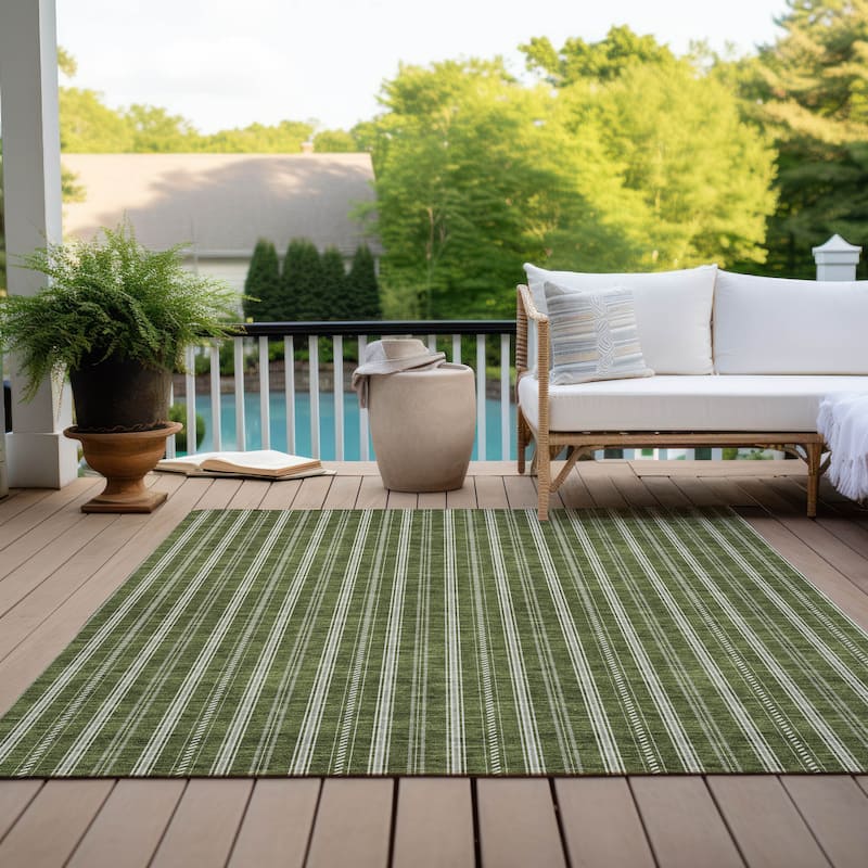 Machine Washable Indoor/ Outdoor Chantille Stripe Twist Rug