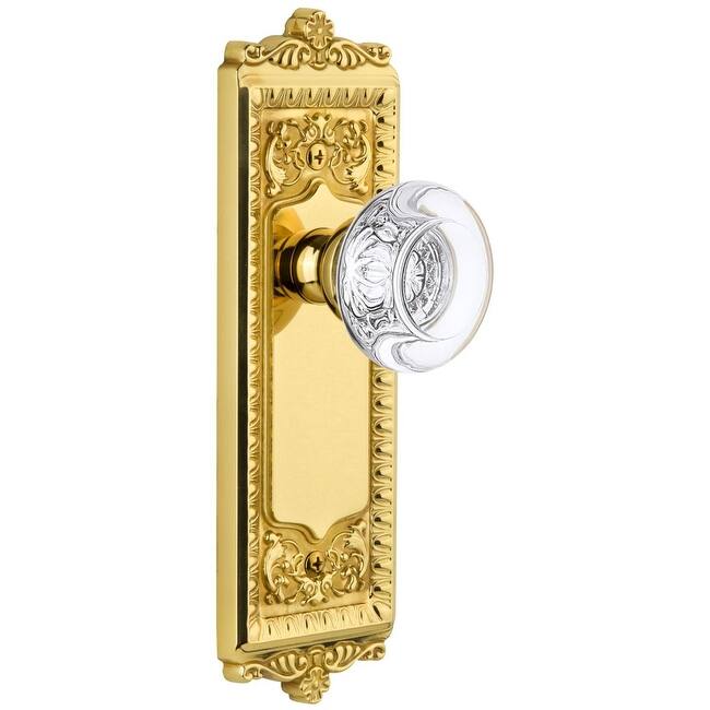 Grandeur Windsor Solid Brass Rose Single Dummy Door Knob with Bordeaux - Polished Brass