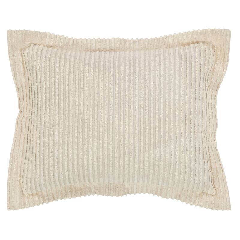 Better Trends Jullian Bold Stripes Design 100% Cotton Tufted Shams Machine Washable Tumble Dry - Ivory - Standard Sham