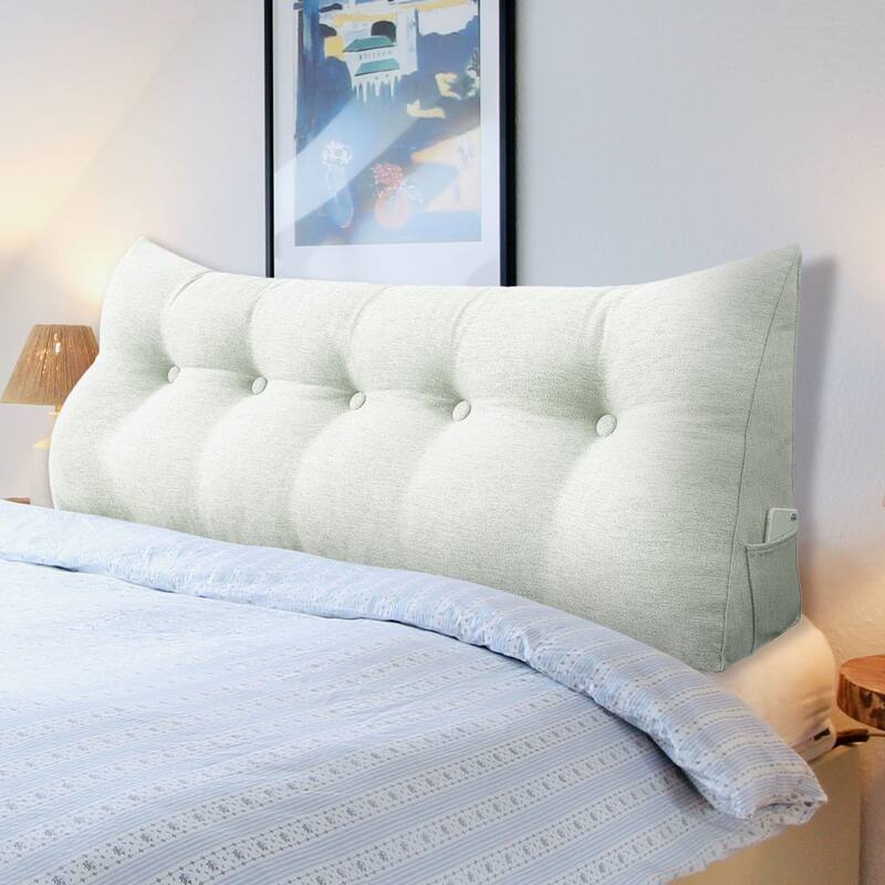 WOWMAX Large Bed Headboard Pillow Back Support Reading Wedge Cushion - Ivory
