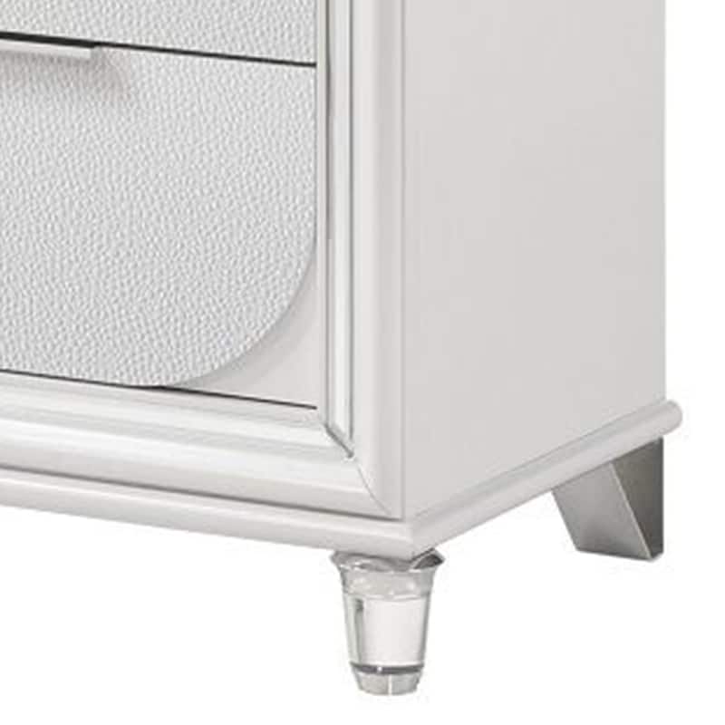 Rara 64 Inch Wide Dresser, 6 Drawers, Mirror Trim, Acrylic Legs, White