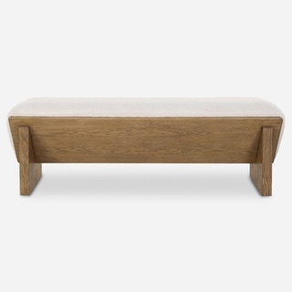 Uttermost Wedged Ivory Fabric Bench - 17'' H X 59'' W X 19'' D