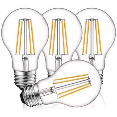 Luxrite Vintage A19 LED Light Bulbs 60W Equivalent, Dimmable, 800 Lumens, LED Edison Bulb 8W, E26 Base (4 Pack)
