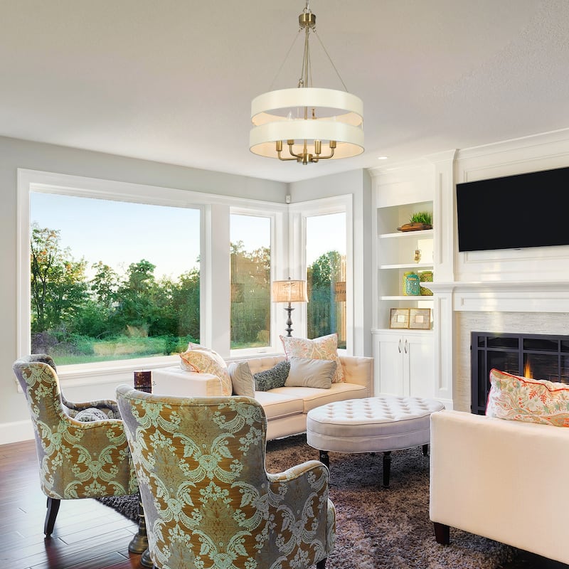 Modern Glam Brass Gold Drum Chandelier for Kitchen Island/ Dining Room/ Foyer