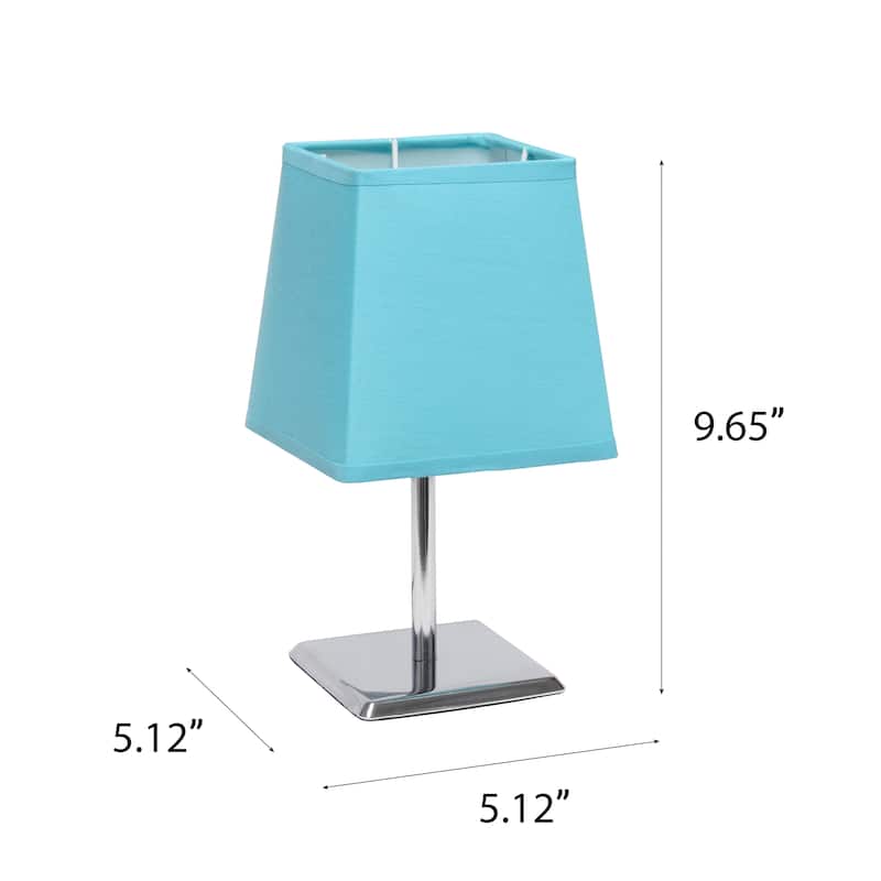 9.65" Compact And Chic Modern Square Chrome Accent Table Lamp, For Living Room, Bedroom, Office, Black Shade