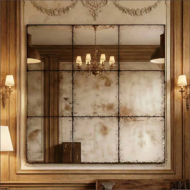 Square wall-mounted mirror - Black,White