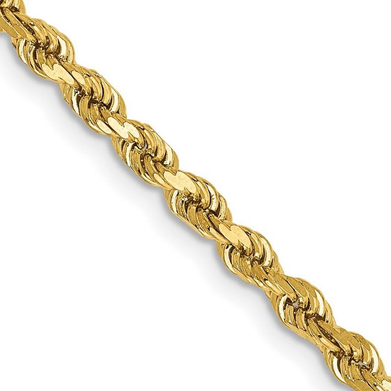 Curata 14k Gold 3mm Semi solid Sparkle Cut Rope Chain Bracelet
