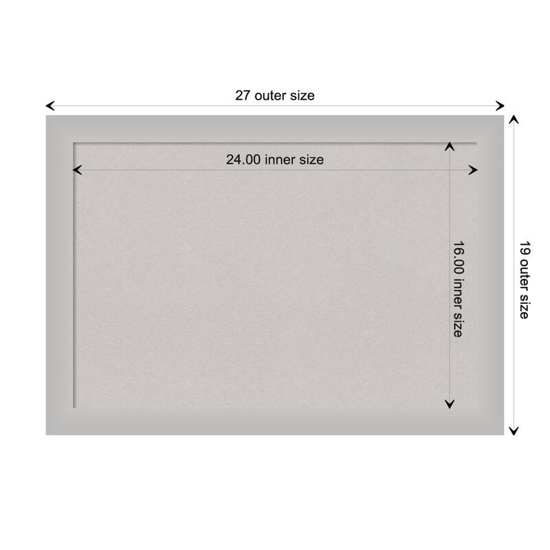 Low Luster Silver Wood Framed Grey Corkboard Bulletin Board - Board Size 24x16