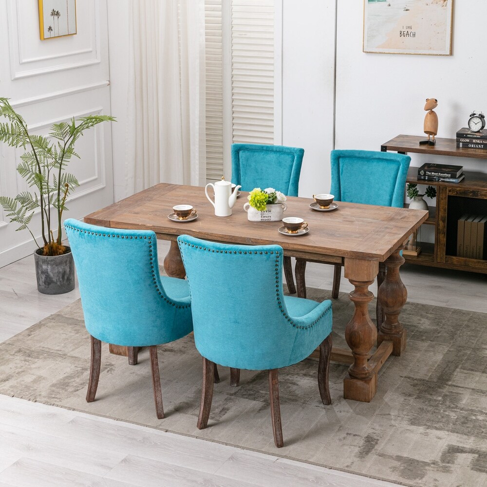 Blue suede dining deals chairs