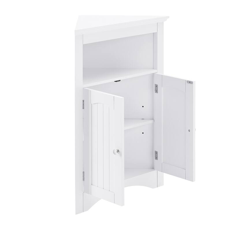 Sideboard Cabinet, Corner cabinet, Bathroom Floor Corner Cabinet with Doors and Shelves, Kitchen, Free Standing Storage Cabinet