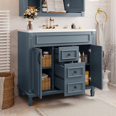 36-Inch Single Sink Bathroom Vanity with Soft-Close Doors, 2 Drawers, and Stylish Modern Design