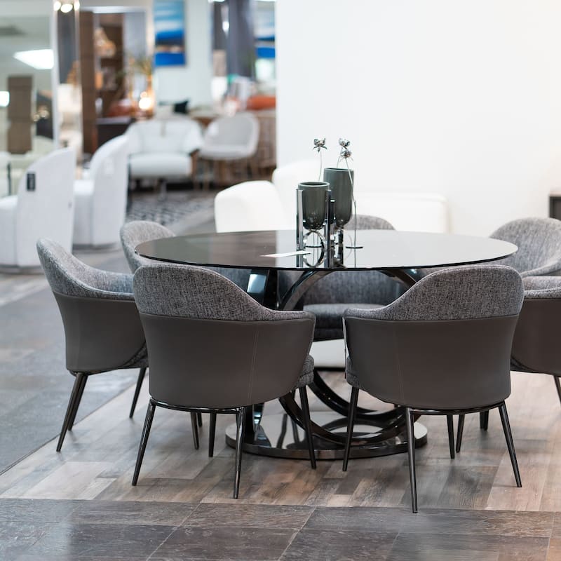 Modrest Cora Modern Grey Fabric & Leatherette Dining Chair