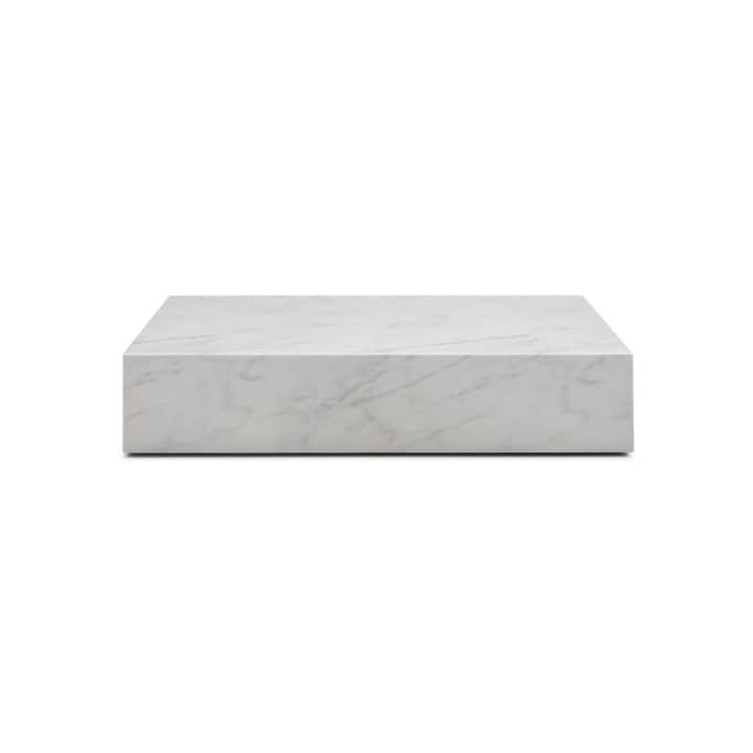 HomeRoots 55" White Genuine Marble Block Coffee Table - 55.00 in. x 11.00 in. x 32.00 in.