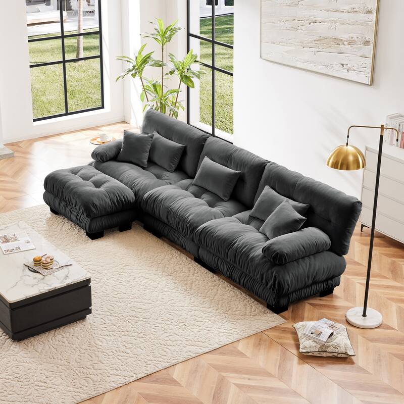 Free Combination Modular Chenille Sectional Sofa Comfy Cloud Couch for Living Room