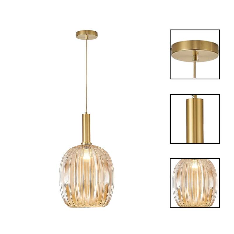 11” Kitchen lighting gold bulbs light glass, metal pendant light
