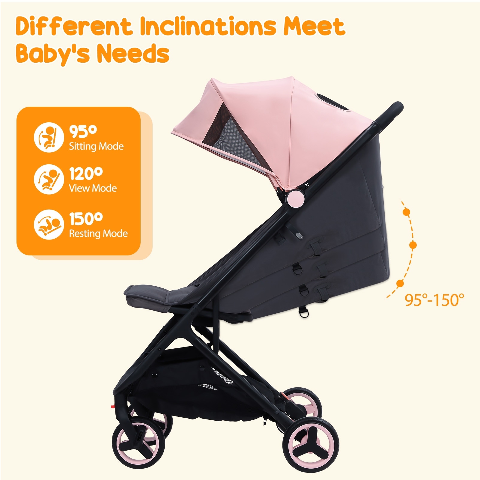 Compact Lightweight Stroller with One-Hand Fold